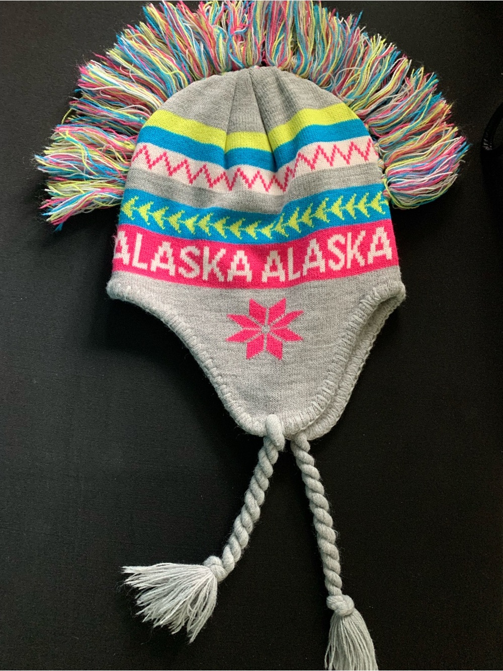 Alaska Kids' Earflap Winter Hat - Gray with Pink & Multicolor NWOT